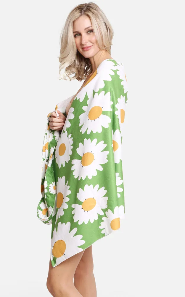 JTB002-31 2 in 1 Daisy Flower Print Beach Towel & Beach Bag