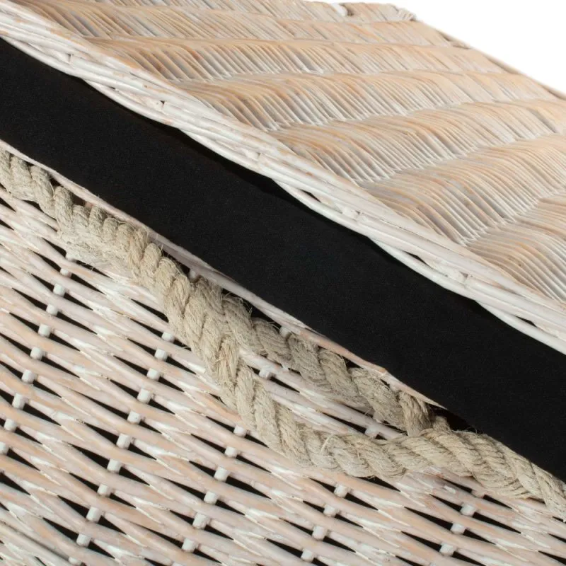 Large White Wash Finish Storage Wicker Basket