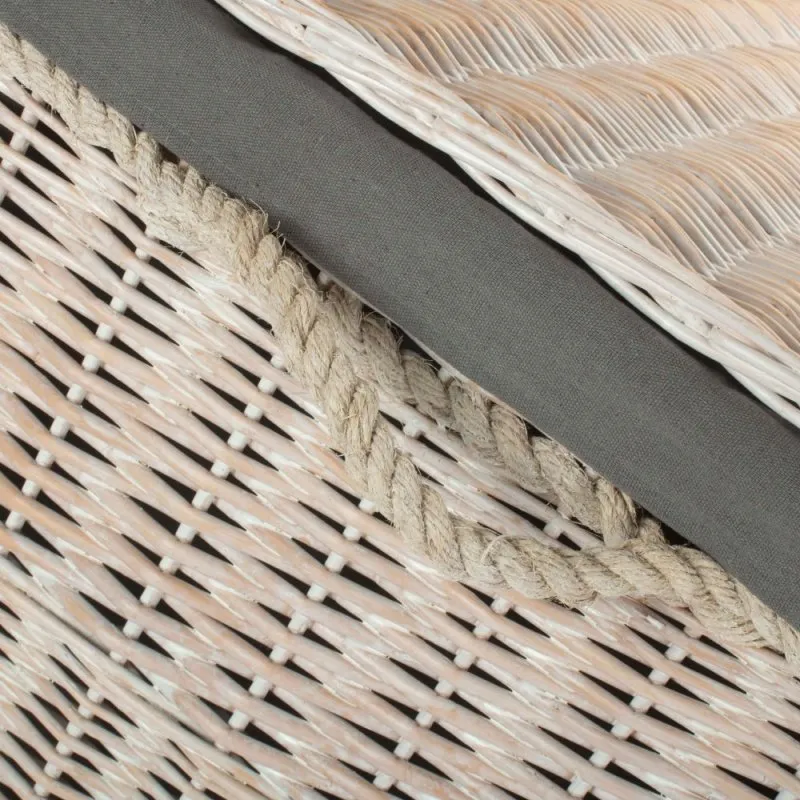Large White Wash Finish Storage Wicker Basket