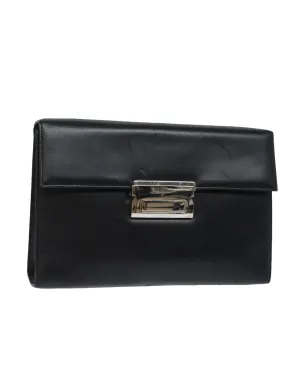 Leather Clutch Bag with Metal Accents and Minimalist Design