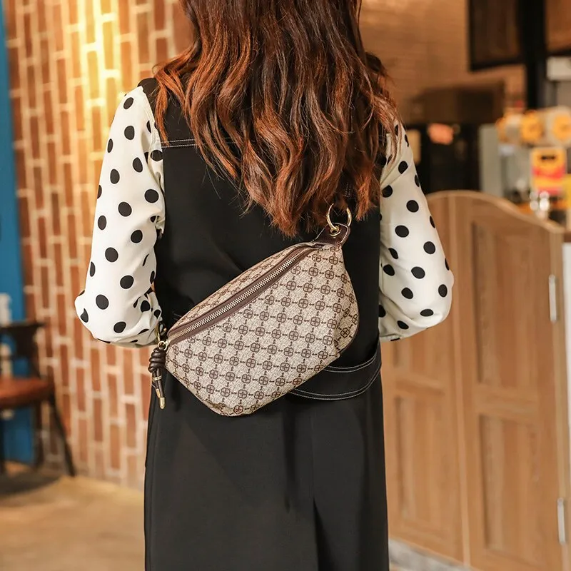 Leather Plaid Chest Belt Saddle Handbags