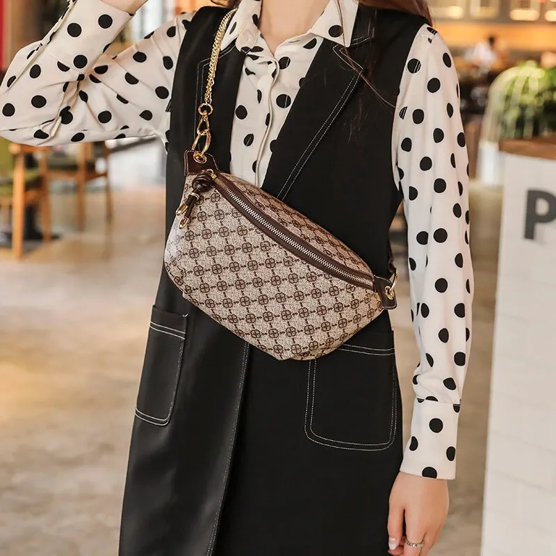 Leather Plaid Chest Belt Saddle Handbags