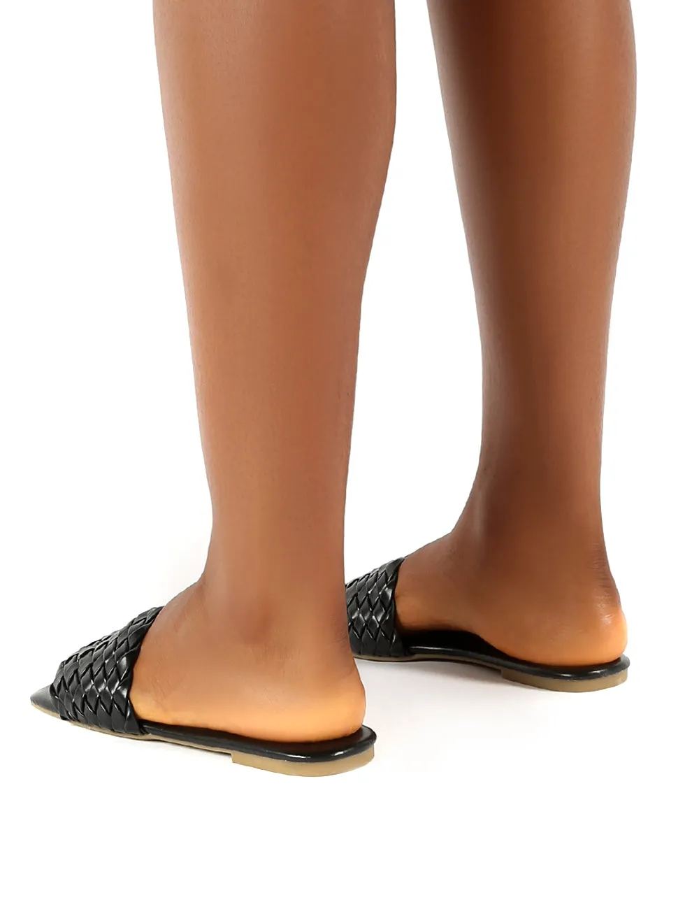 Livin Black Square Toe Flat Slider