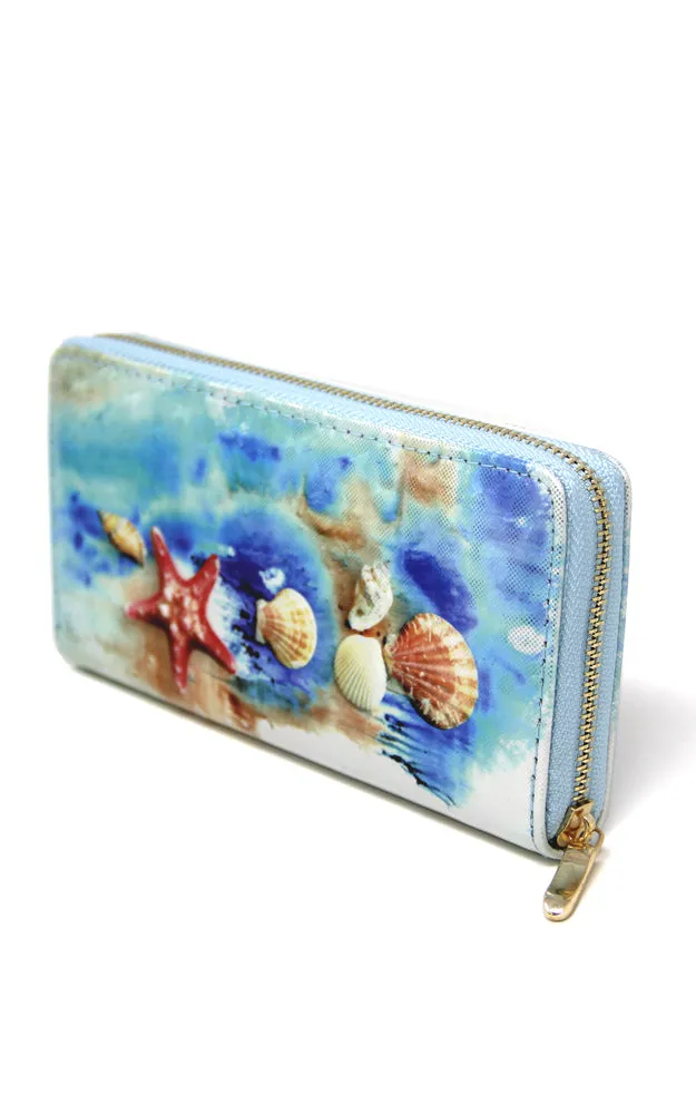 LOA195 Seashells 3D Hologram Clutch Wallet