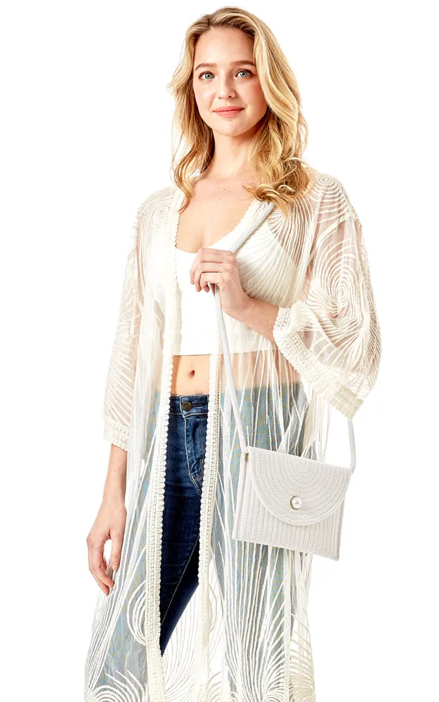 LOA379 Solid Color Micro Straw Crossbody Bag