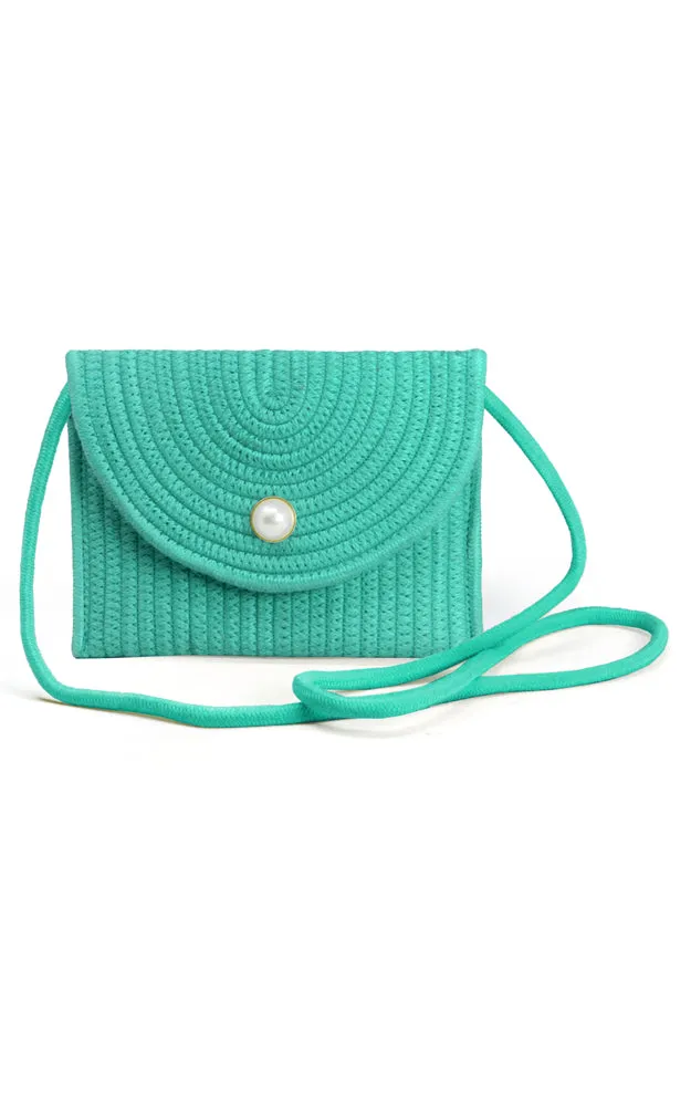 LOA379 Solid Color Micro Straw Crossbody Bag