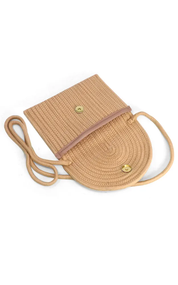 LOA379 Solid Color Micro Straw Crossbody Bag