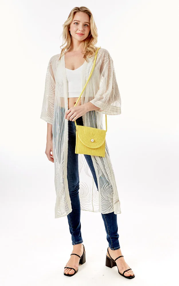 LOA379 Solid Color Micro Straw Crossbody Bag