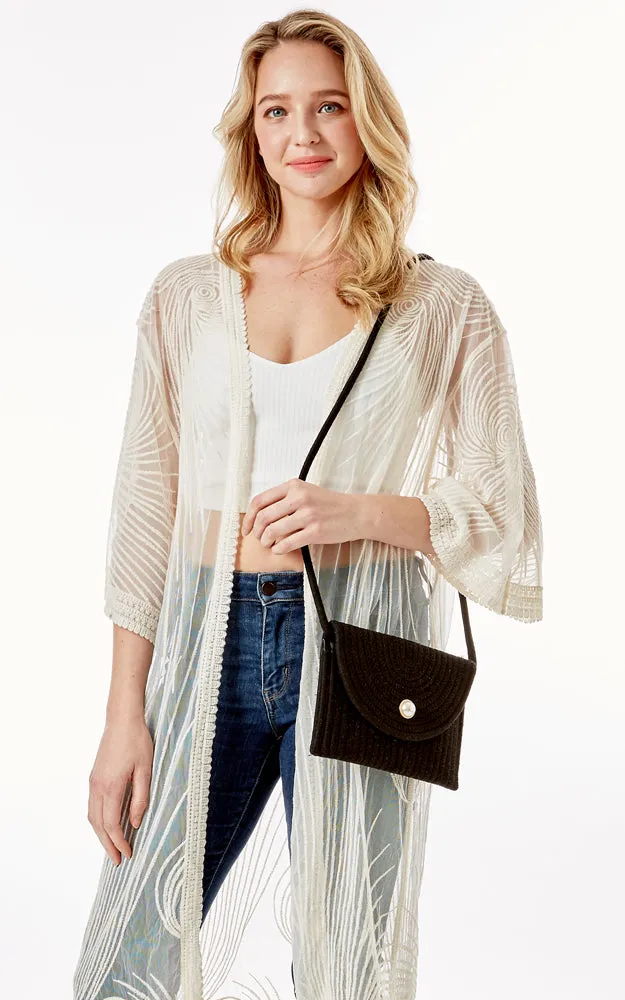 LOA379 Solid Color Micro Straw Crossbody Bag