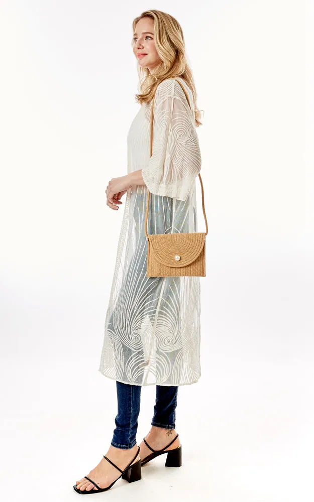 LOA379 Solid Color Micro Straw Crossbody Bag