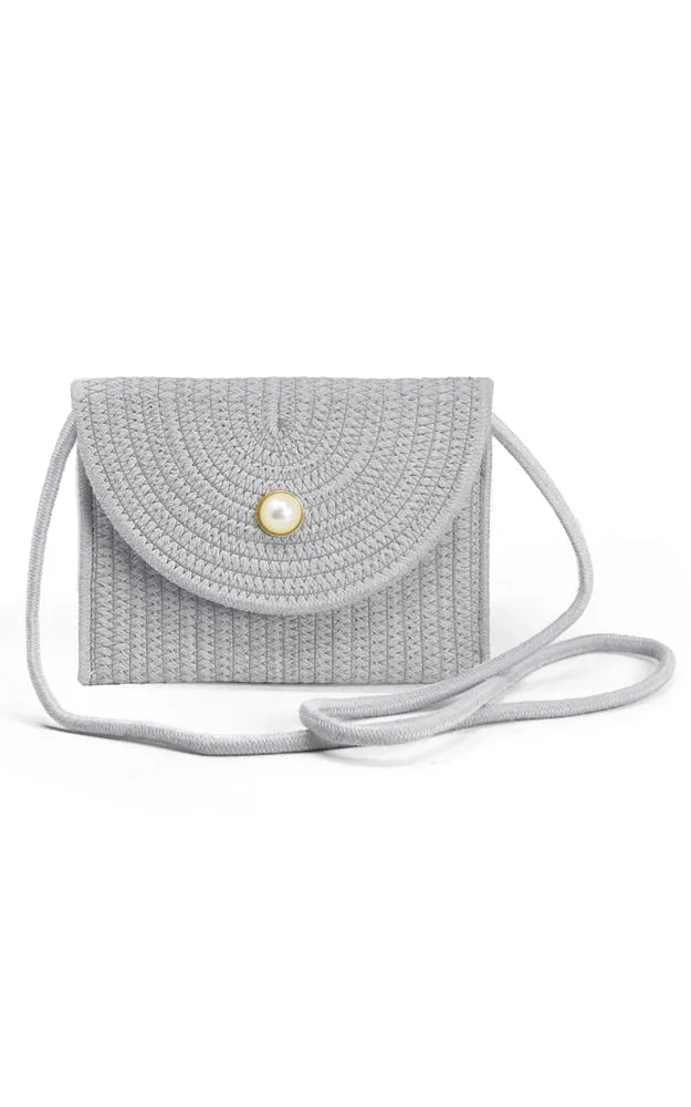 LOA379 Solid Color Micro Straw Crossbody Bag