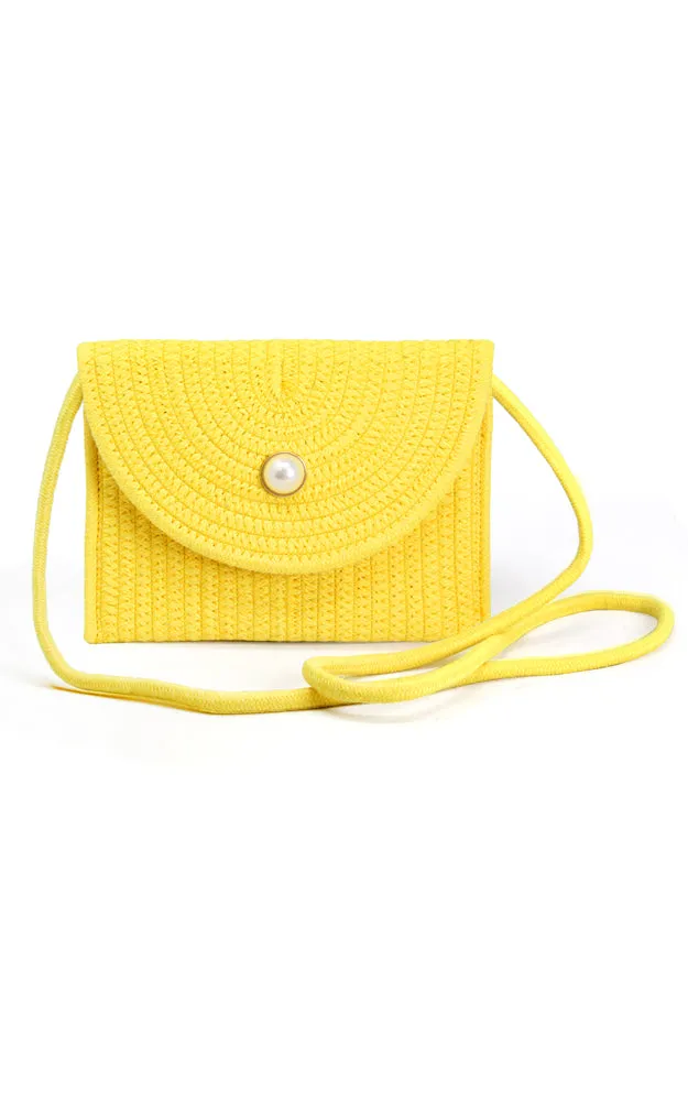 LOA379 Solid Color Micro Straw Crossbody Bag