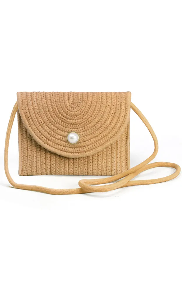 LOA379 Solid Color Micro Straw Crossbody Bag
