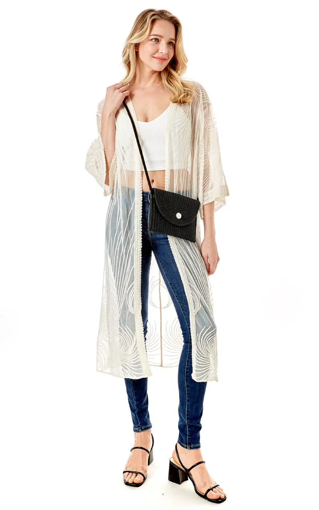 LOA379 Solid Color Micro Straw Crossbody Bag