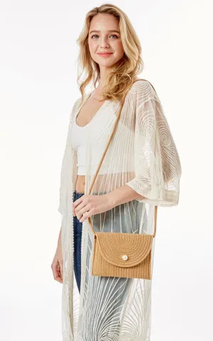 LOA379 Solid Color Micro Straw Crossbody Bag