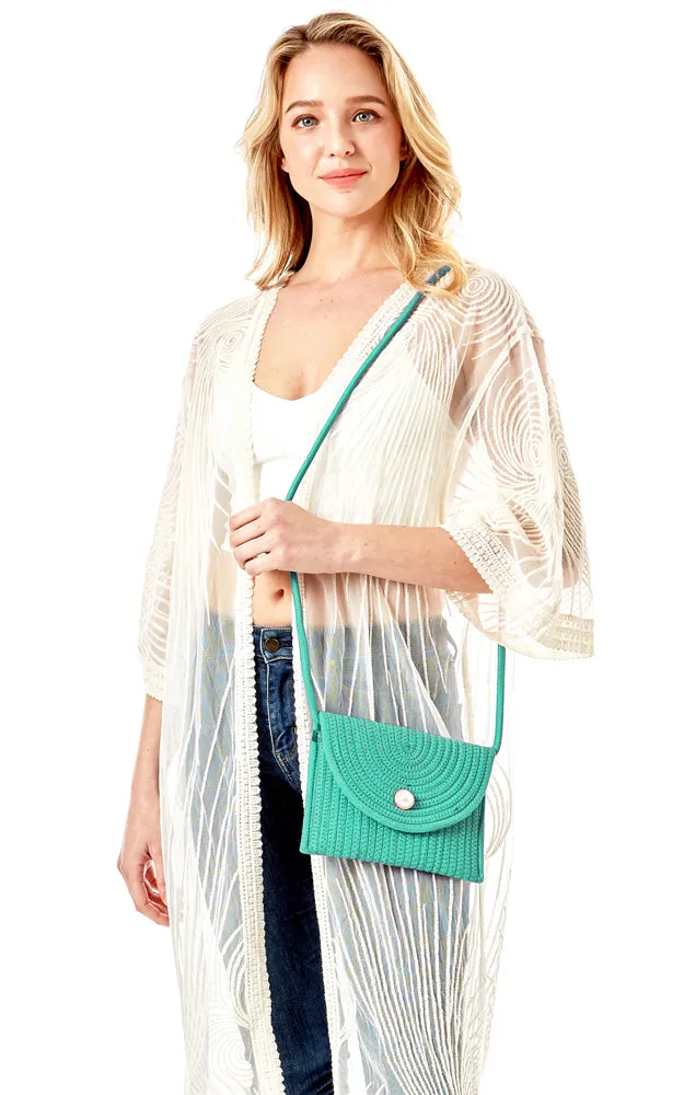 LOA379 Solid Color Micro Straw Crossbody Bag