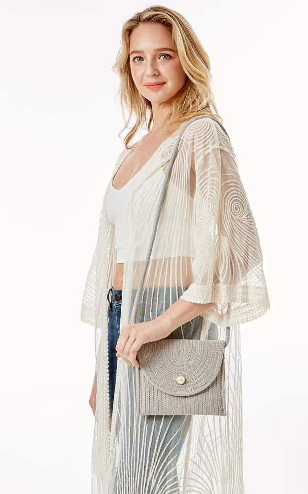 LOA379 Solid Color Micro Straw Crossbody Bag