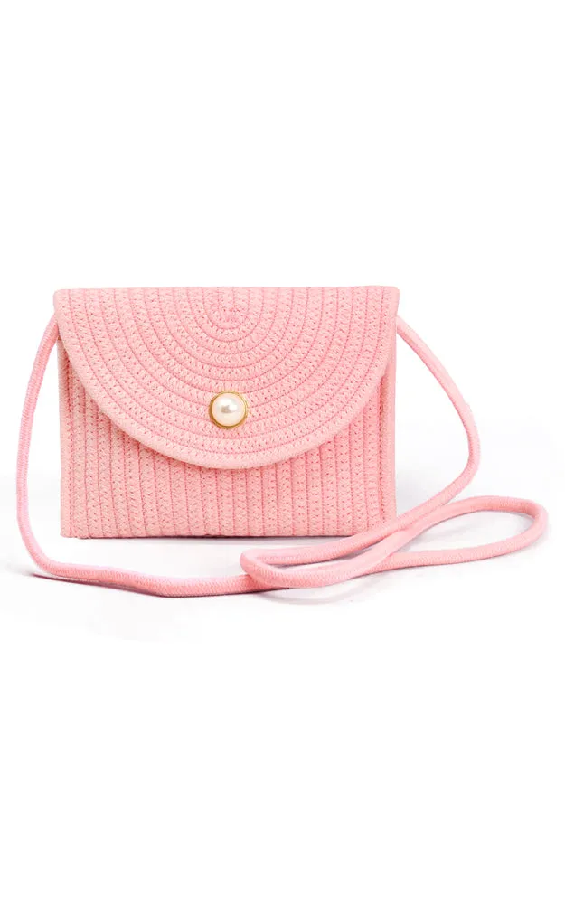 LOA379 Solid Color Micro Straw Crossbody Bag