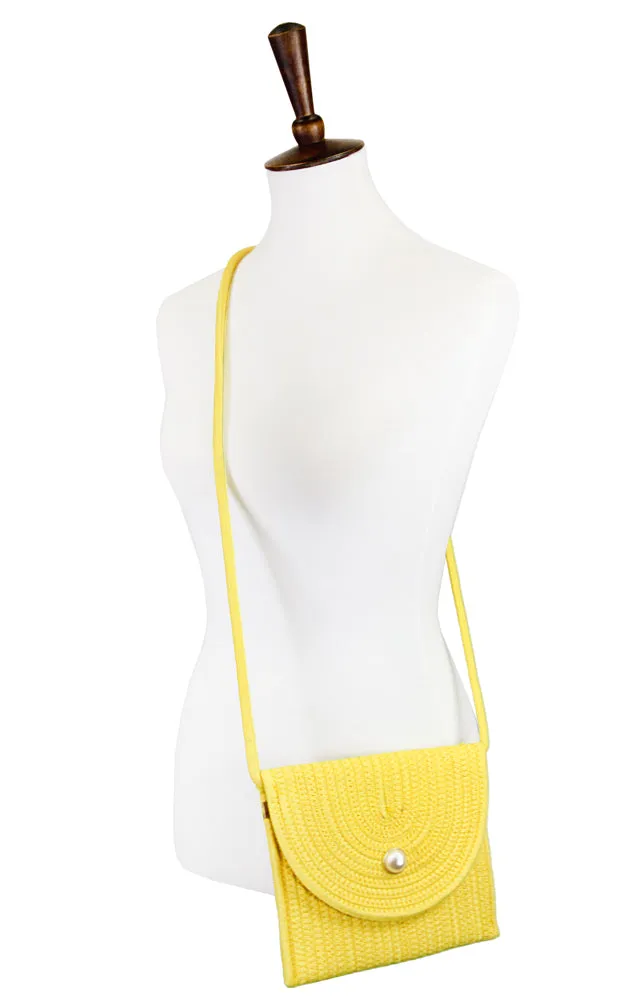LOA379 Solid Color Micro Straw Crossbody Bag