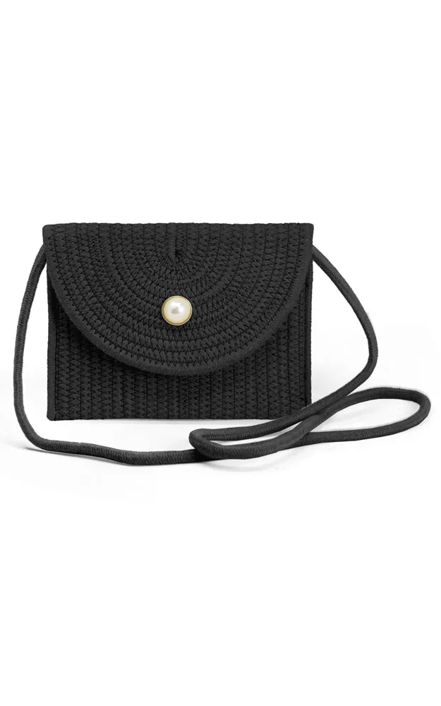 LOA379 Solid Color Micro Straw Crossbody Bag