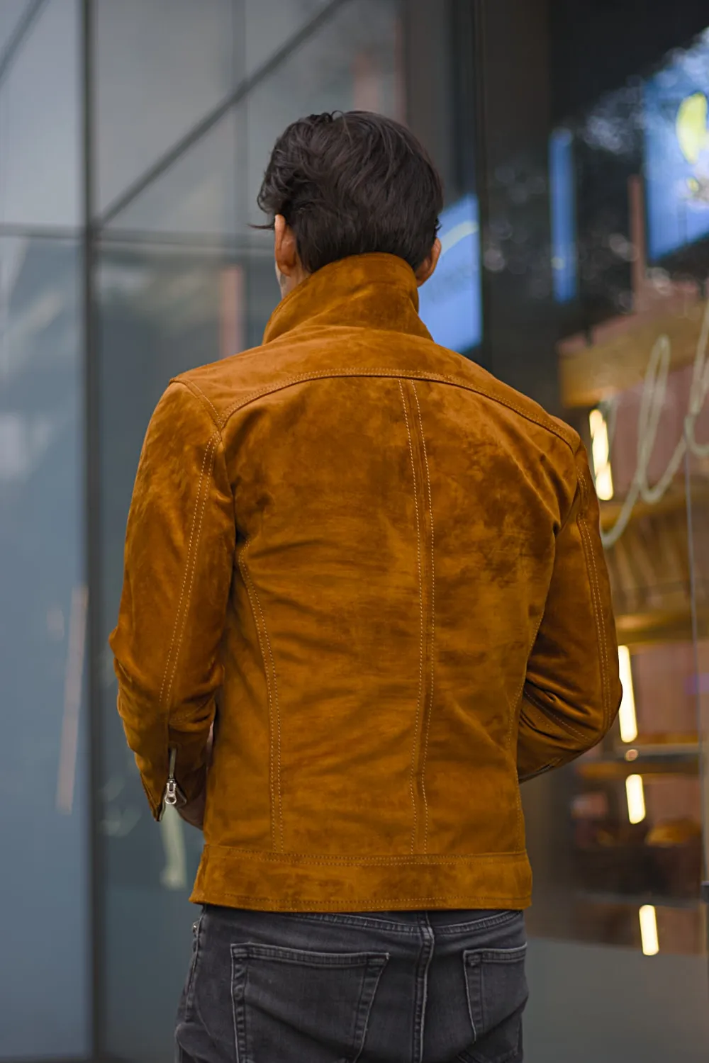 LONDON AIR Jacket in Suede - Amber