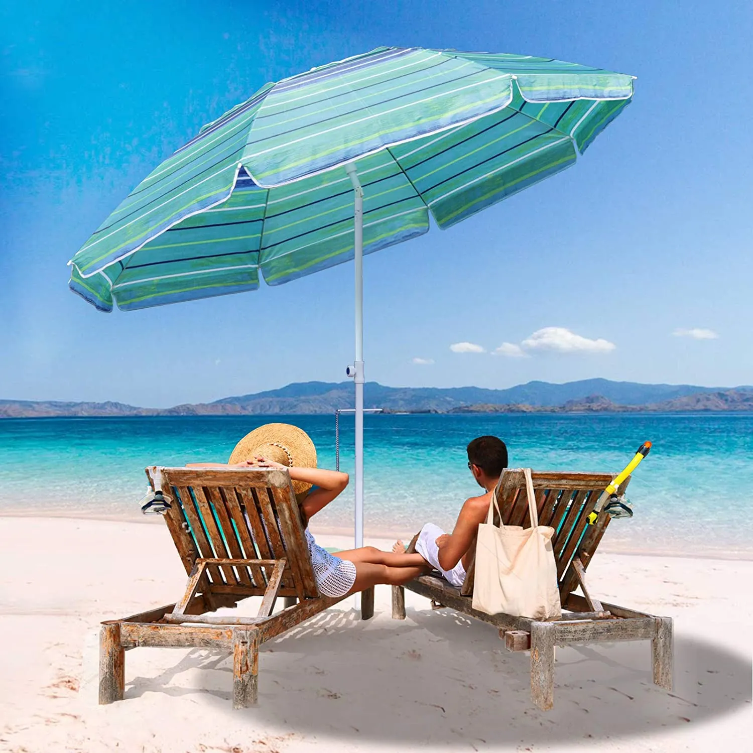 MASTERCANOPY 7FT Beach Umbrella with Sand Anchor -8 Ribs