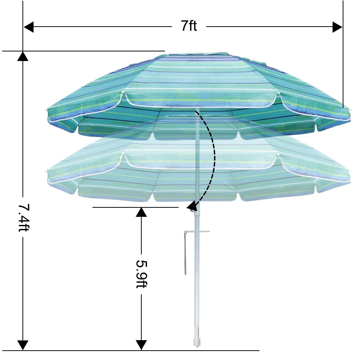 MASTERCANOPY 7FT Beach Umbrella with Sand Anchor -8 Ribs