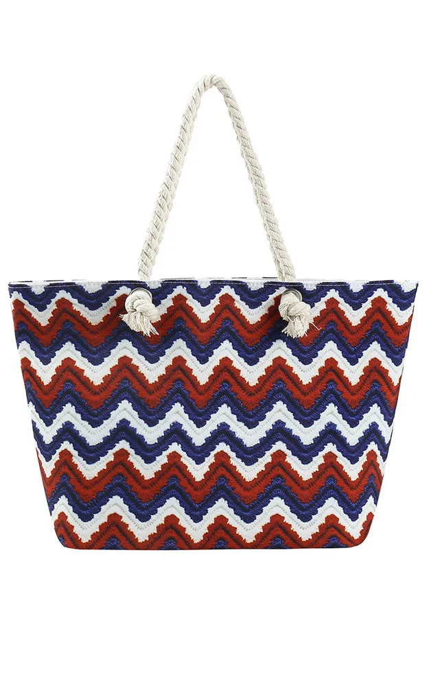 MB0231 CHEVRON PRINT BEACH TOTE BAG