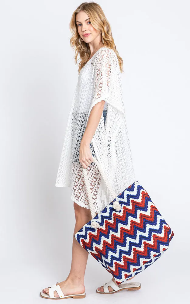 MB0231 CHEVRON PRINT BEACH TOTE BAG