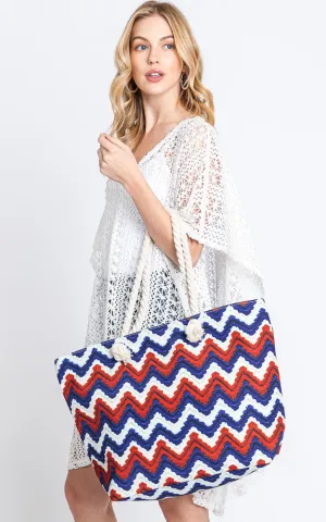 MB0231 CHEVRON PRINT BEACH TOTE BAG