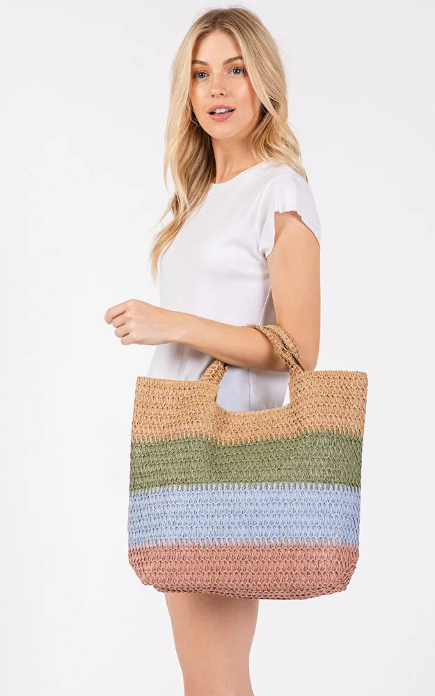 MB0274 MULTI COLOR STRIPE TOTE BAG