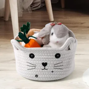 Meow Mate Natural Fiber Storage Basket - White