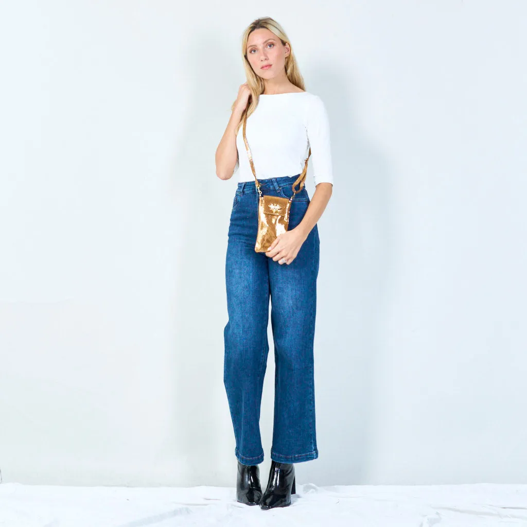 Metallic bee emblem crossbody bag wholesale