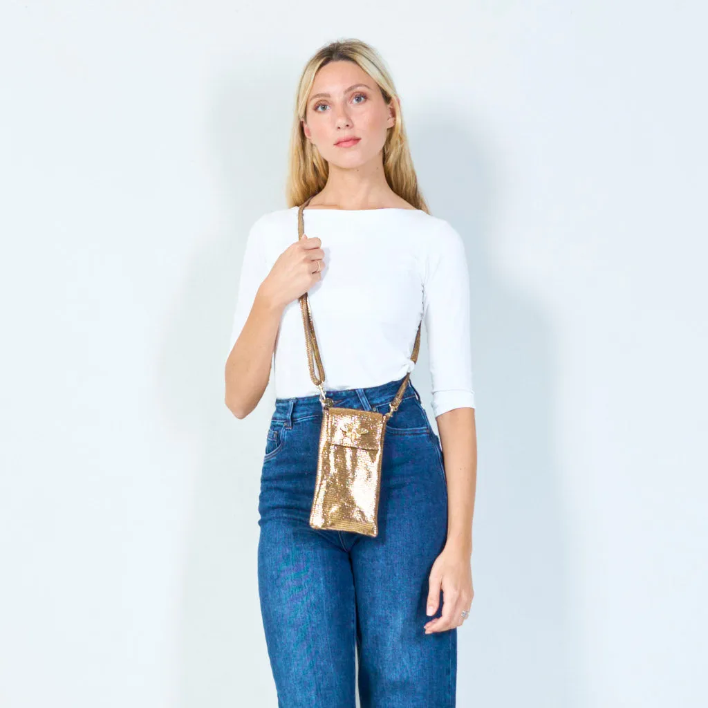 Metallic bee emblem crossbody bag wholesale