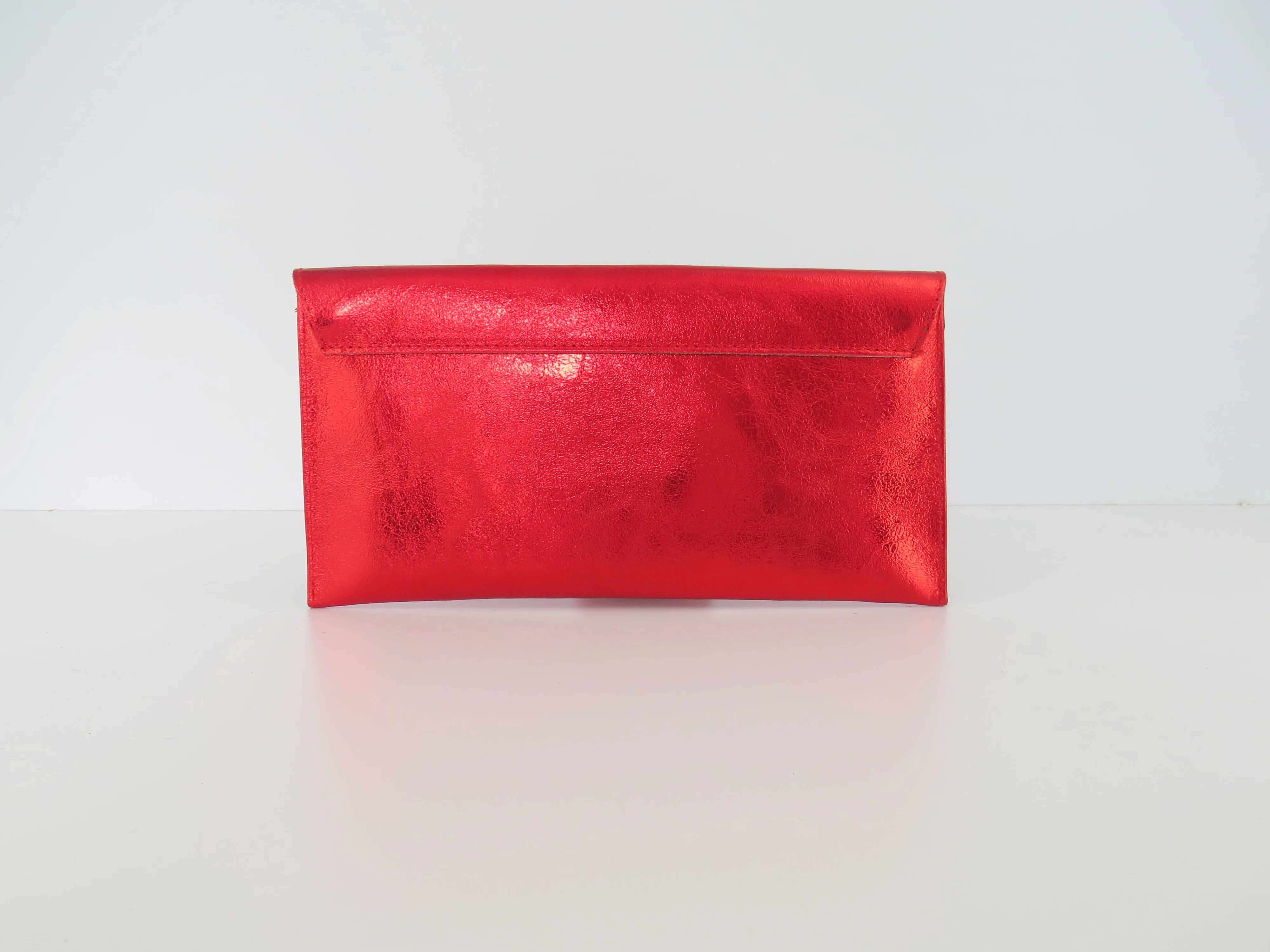 Metallic Scarlet Red Envelope Clutch Bag