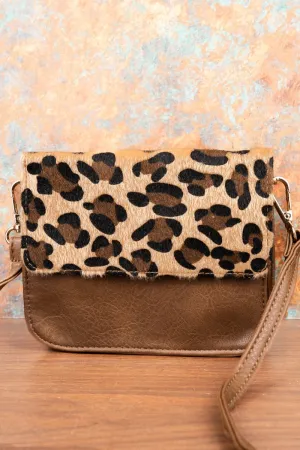 NGIL Square Deal Loni Leopard Taupe Brown Clutch