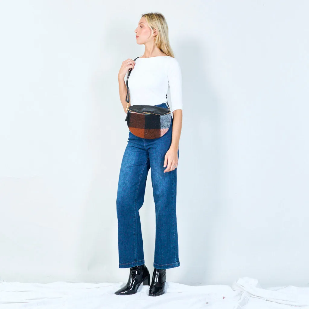 Patchwork shearling crossbody bag wholesale