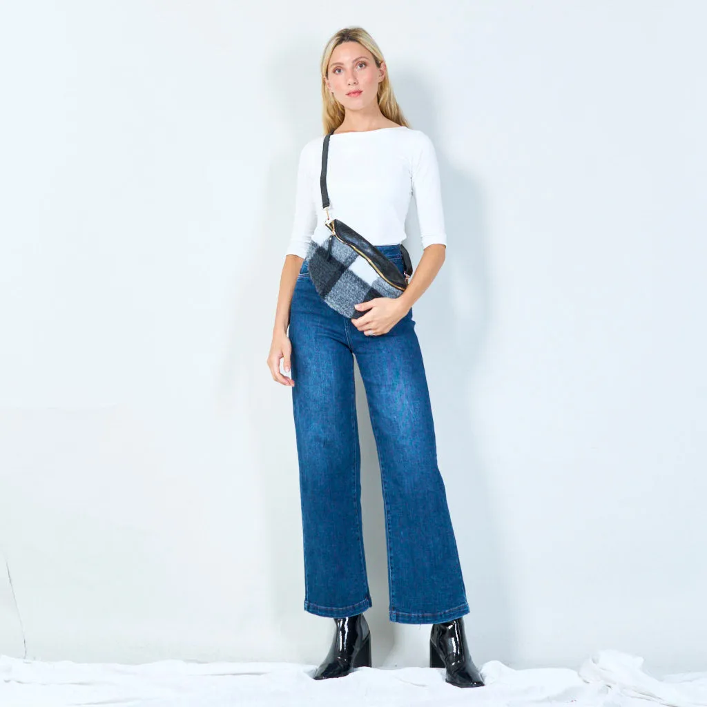 Patchwork shearling crossbody bag wholesale
