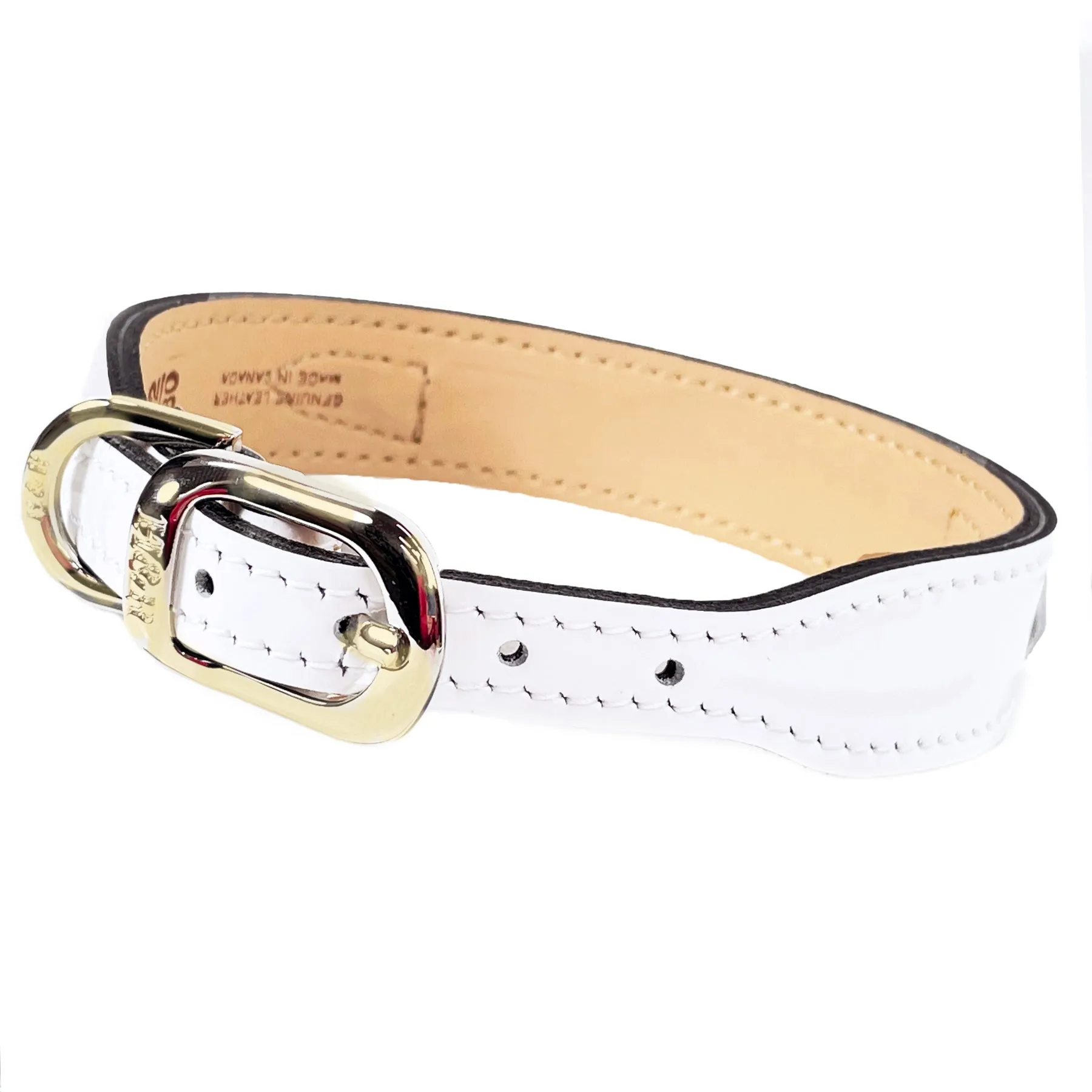 Peacock Dog Collar in White Patent