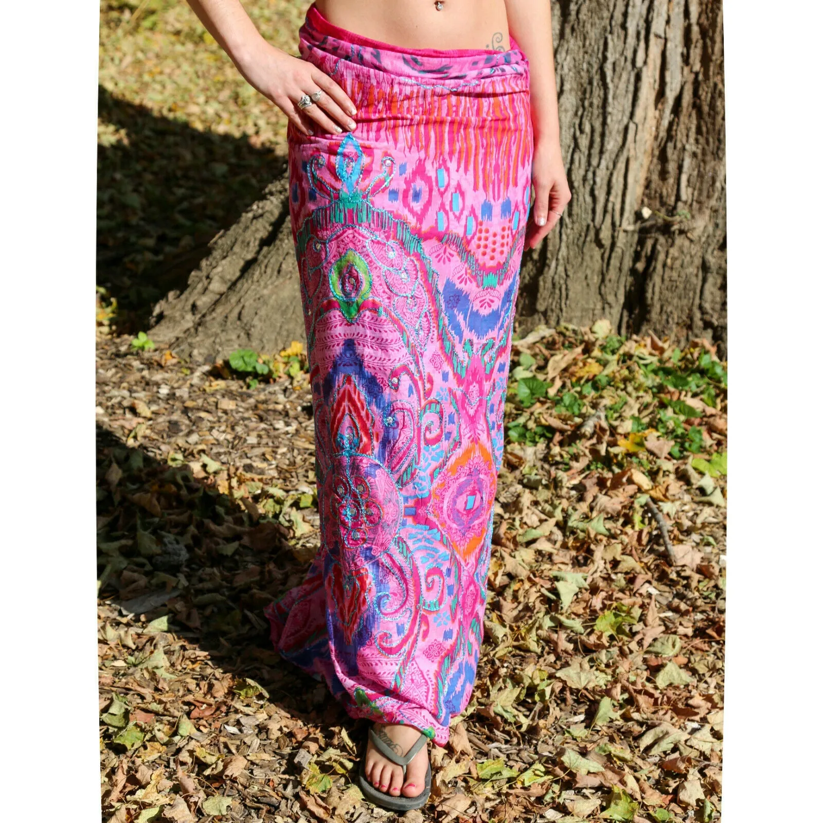 Pink Cotton Sarong Boho Beach Coverup
