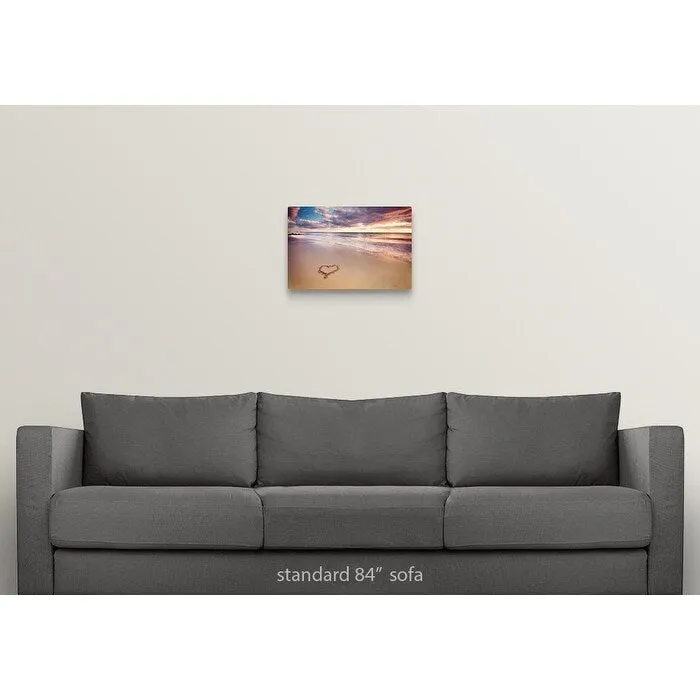 "A heart in the sand on a dutch beach during sunset." Canvas Wall Art