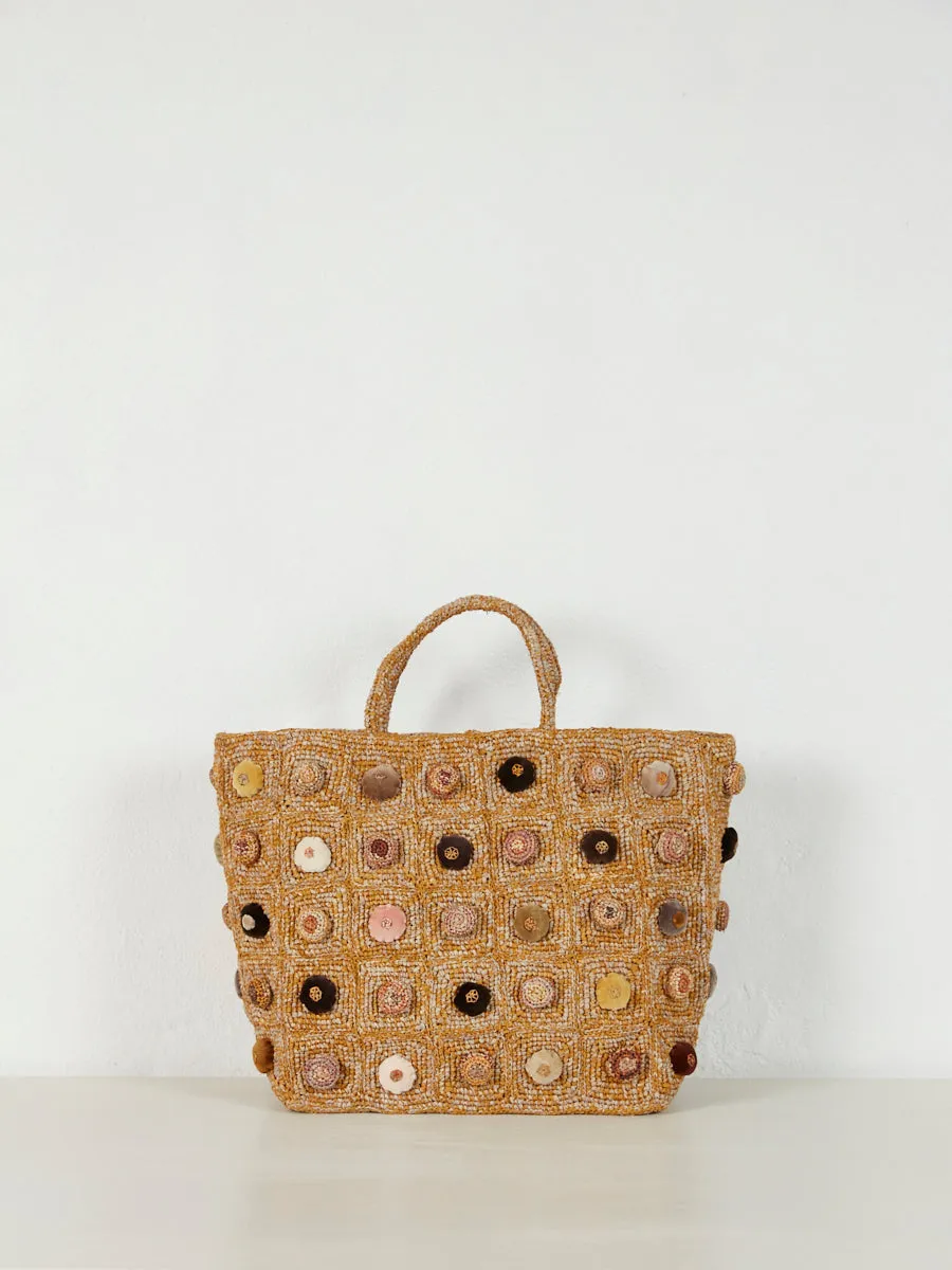 Raffia Basket with Large Velvet Bobbles