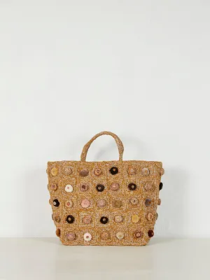 Raffia Basket with Large Velvet Bobbles