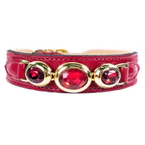 Regency Dog Collar in Ruby Red Patent & Gold