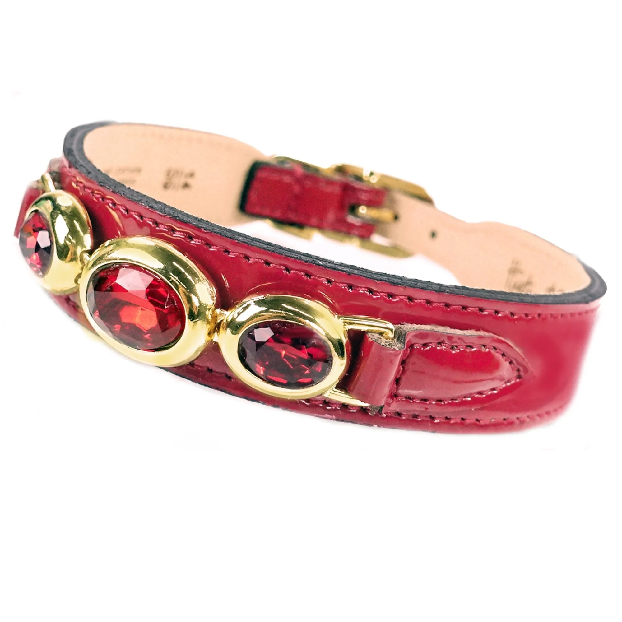 Regency Dog Collar in Ruby Red Patent & Gold
