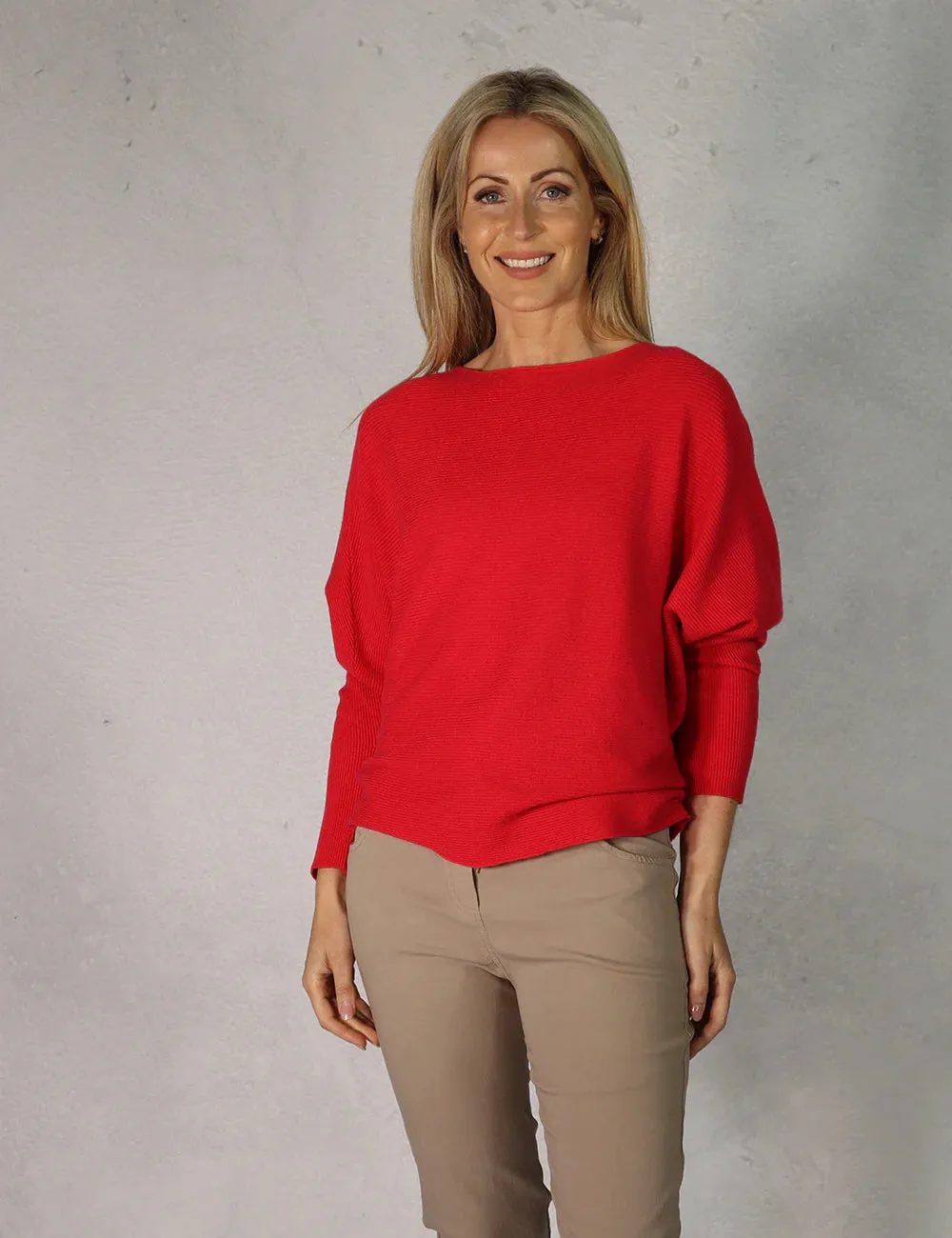 Ribbed Batwing Knit Pink