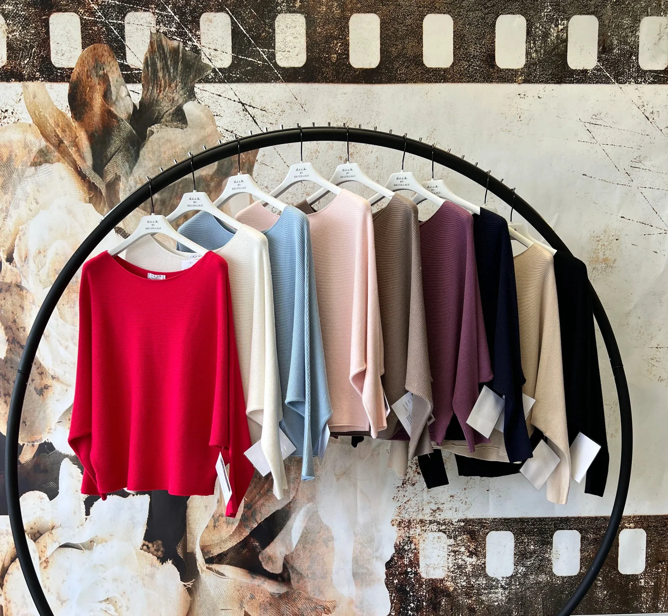 Ribbed Batwing Knit Pink