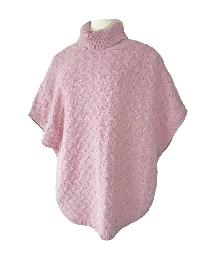 Roll Neck Basket Weave Poncho