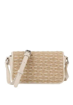 Rose Honeycomb Woven Crossbody Bag: Beige