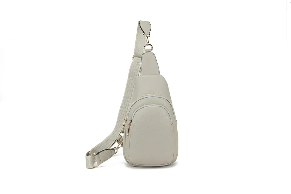 Sling Bags for Women Crossbody, Fanny Waist Packs, Trendy Chest Bag with Adjustable wide Strap - Pale Grey